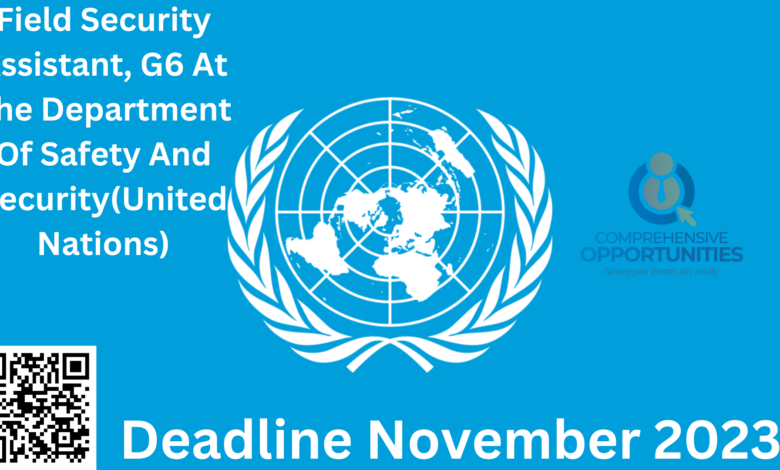 Field Security Assistant, G6 At The Department Of Safety And Security(United Nations)